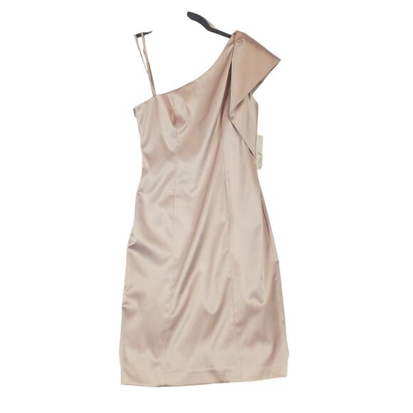 Eliza J One Shoulder Satin Sheath Dress 10 Dusty Rose Glam Event Lux Wedding NWT - Picture 2 of 16